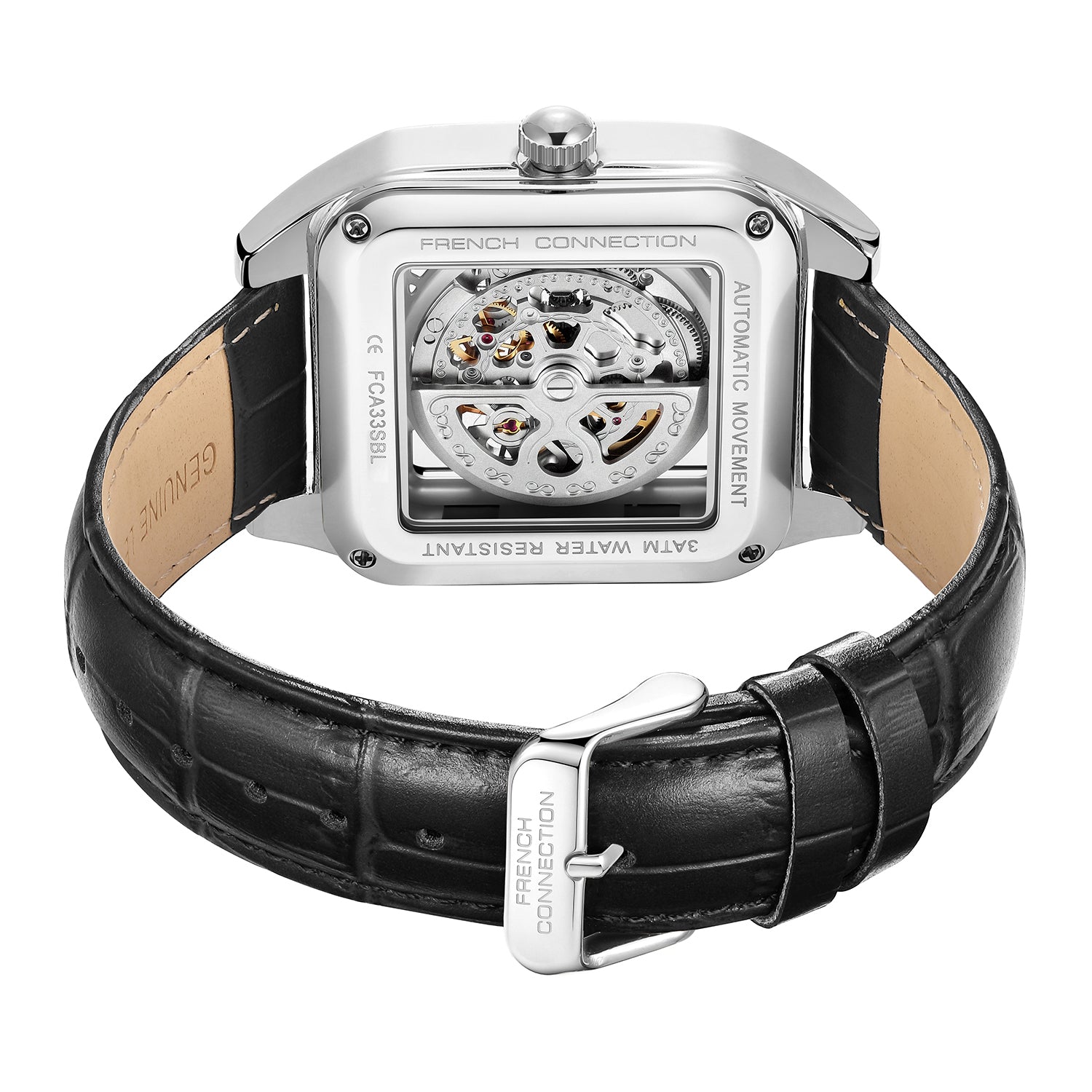 French Connection Autronox Skeleton Dial Leather Automatic Watch for Men - FCA33SBL