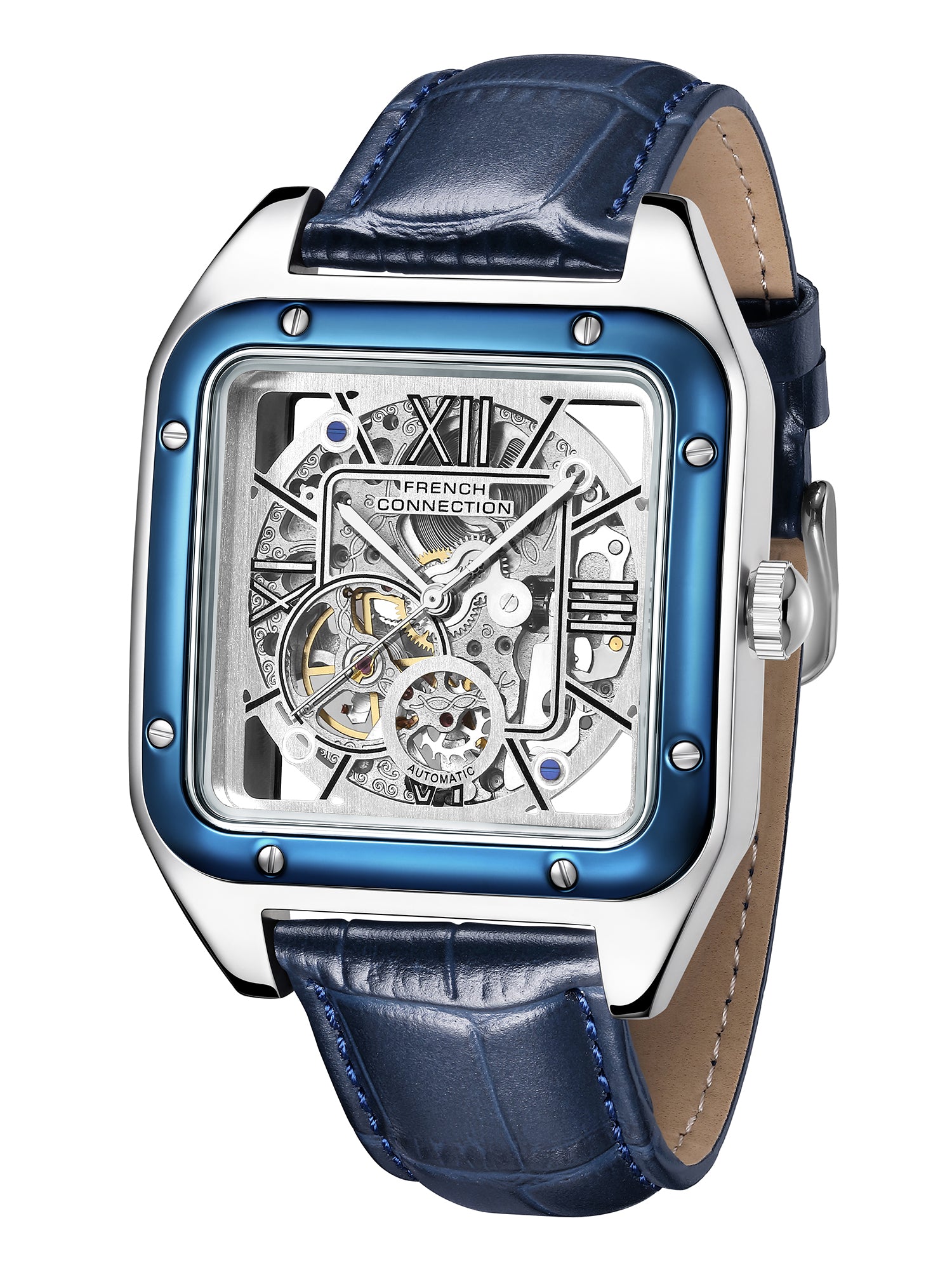 French Connection Autronox Skeleton Dial Leather Automatic Watch for Men - FCA33UL