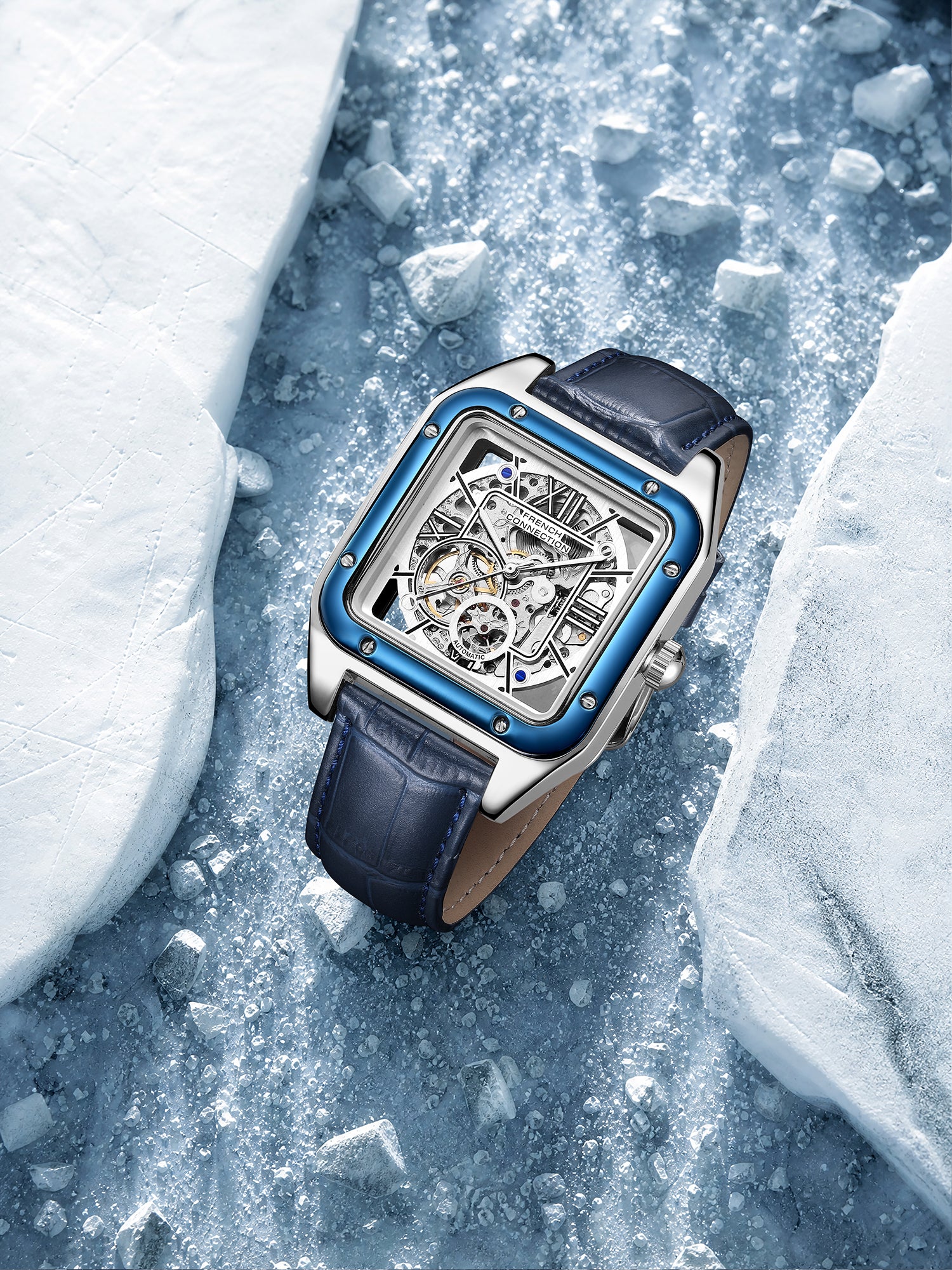French Connection Autronox Skeleton Dial Leather Automatic Watch for Men - FCA33UL