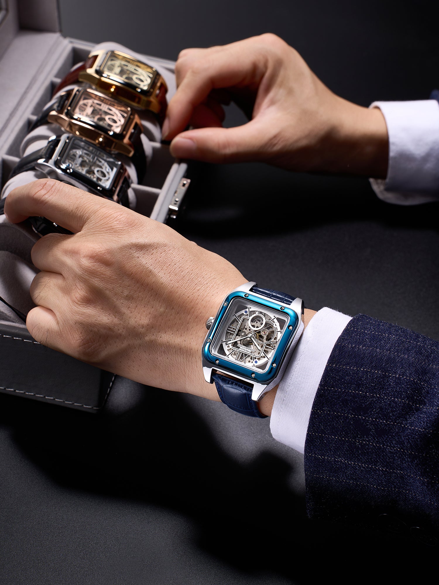 French Connection Autronox Skeleton Dial Leather Automatic Watch for Men - FCA33UL
