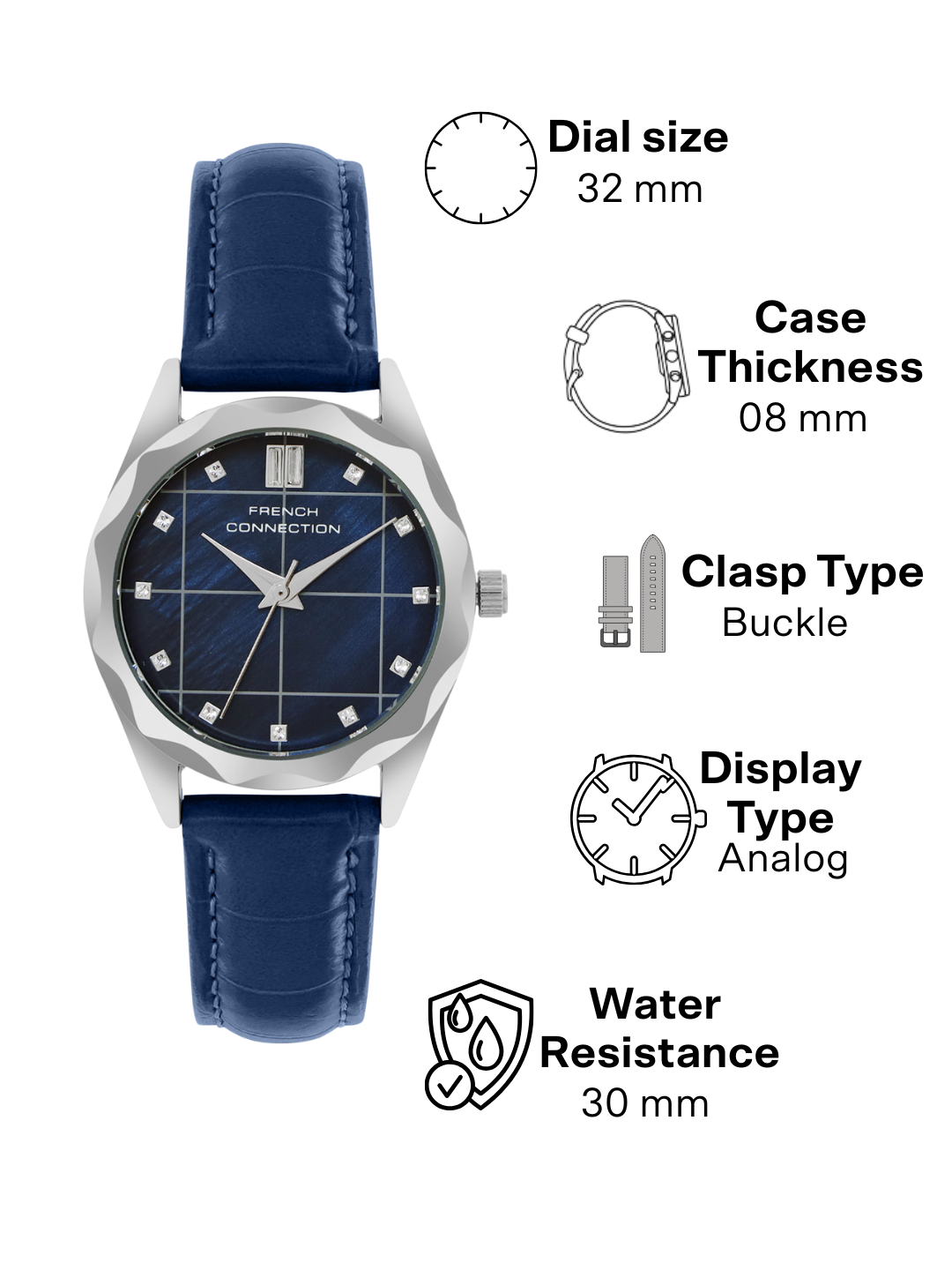 French Connection Blue Dial  Analog Watch for Women's - FCB11UL