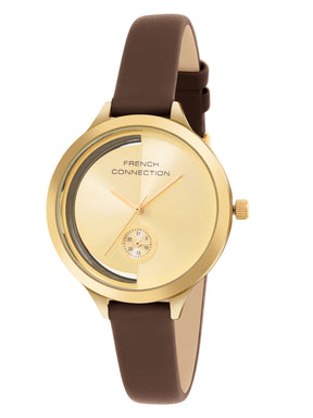 French Connection Gold Dial  Analog Side Second  Watch for Women's - FCB12BRL
