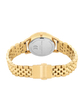 French Connection Mop Black Round Dial With Gold Stainless Steel  Strap Watch - For Womens FCB14GM