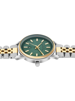 French Connection Mop Green Round Dial With Gold Two Tone Stainless Steel  Strap Watch - For Womens FCB14NTM
