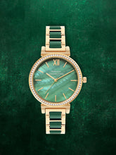 French Connection Mop Green Round Dial With Gold & Green Stainless Steel Strap Watch - For Womens FCB15NGM