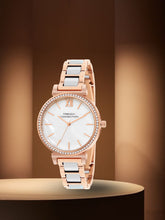 French Connection Mop White Round Dial With Rosegold & White Stainless Steel Strap Watch - For Womens FCB15RTM