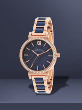 French Connection Mop Blue Round Dial With Rosegold & Blue Stainless Steel Strap Watch - For Womens FCB15URGM