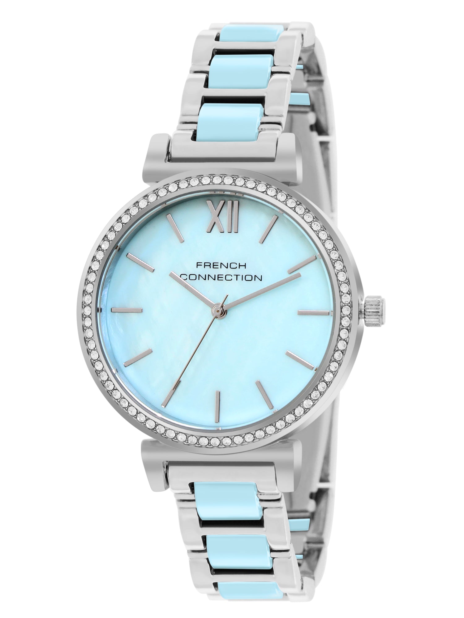 French Connection Mop Blue Round Dial With Blue Two Tone Stainless Steel Strap Watch - For Womens FCB15USM