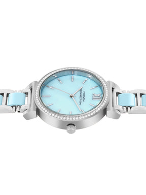 French Connection Mop Blue Round Dial With Blue Two Tone Stainless Steel Strap Watch - For Womens FCB15USM