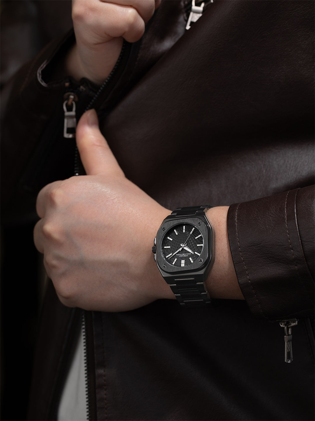 French Connection CUBISTE Square Case Stainless Steel Watch for Men - FCB18BM