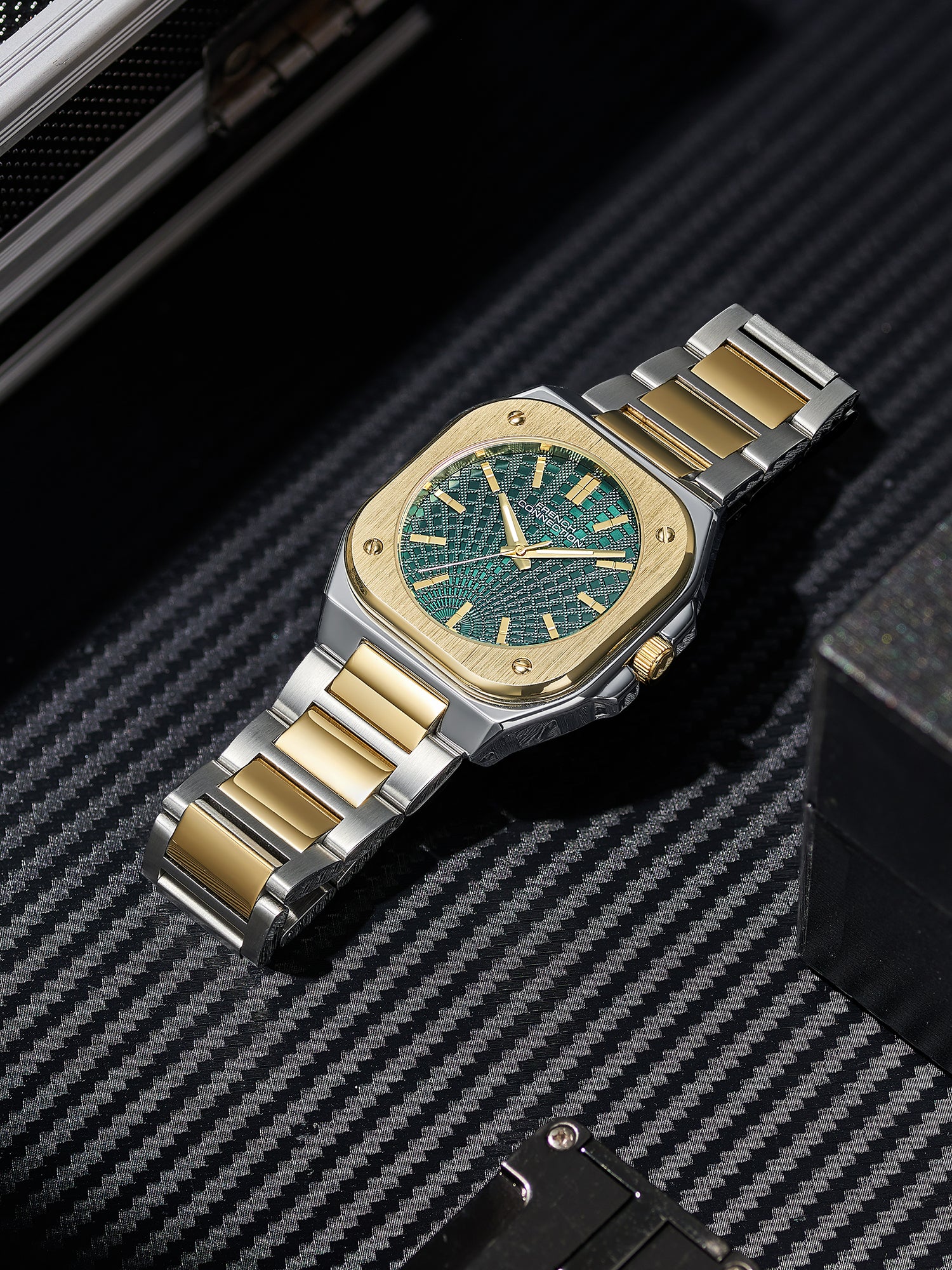 French Connection CUBISTE Two Tone Stainless Steel Watch for Men - FCB18NTM