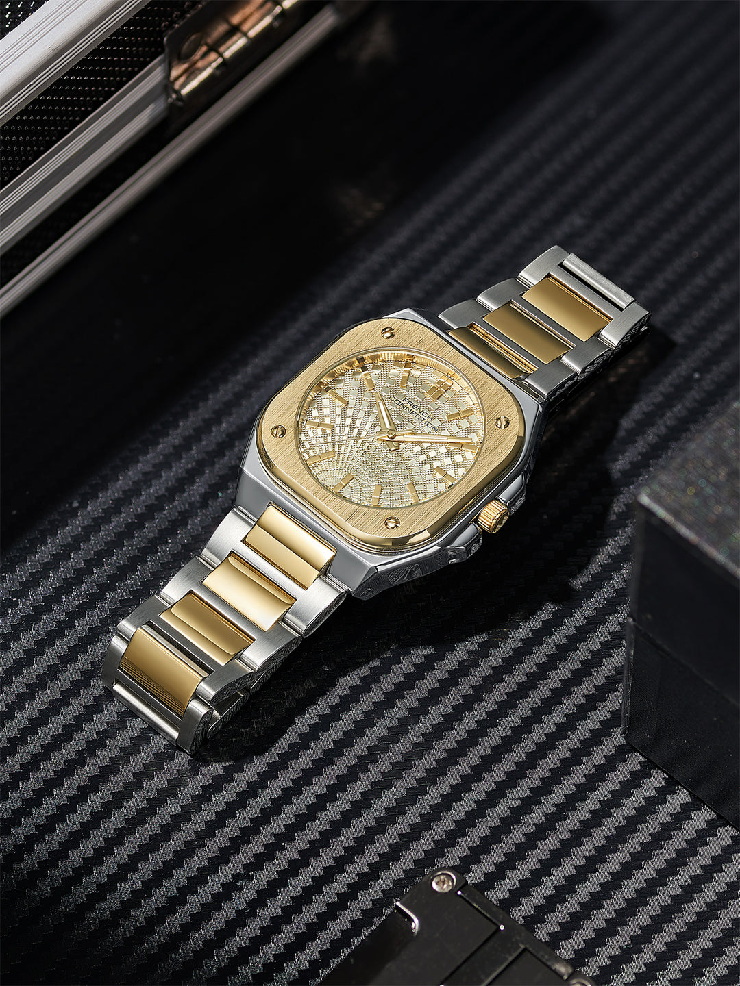 French Connection CUBISTE Two Tone Stainless Steel Watch for Men - FCB18TM