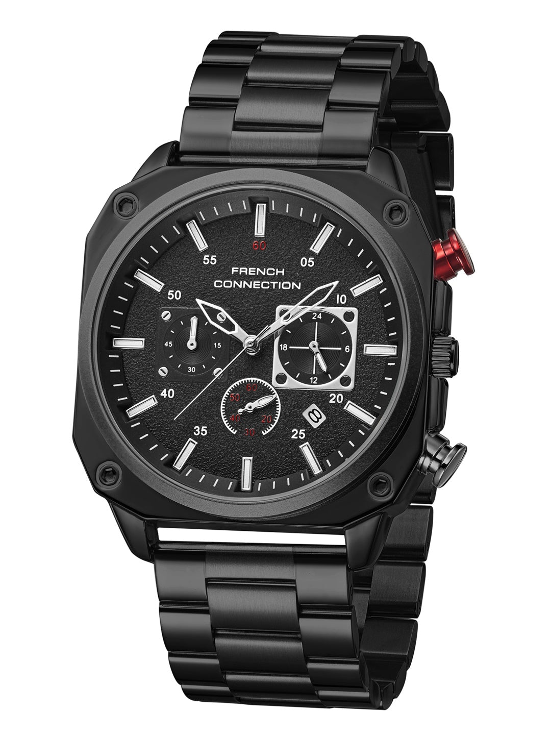 French Connection Chronexis Black Dial Chronograph Watch for Men - FCB19BM