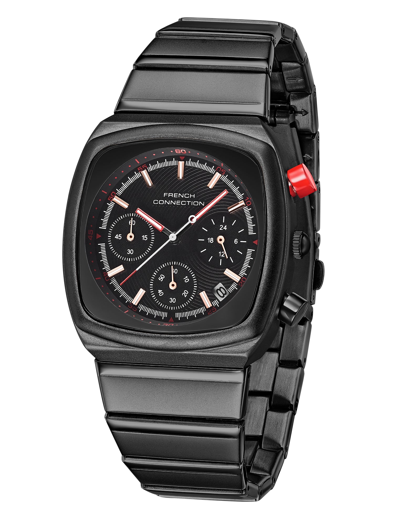 French Connection Courvex Black Dial Stainless Steel Chronograph Watch for Men - FCB21BBM