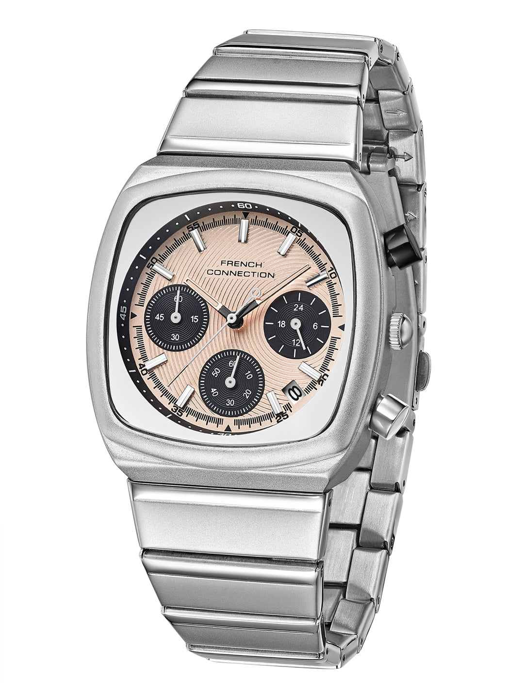 French Connection Courvex Black Dial Stainless Steel Chronograph Watch for Men - FCB21BSM