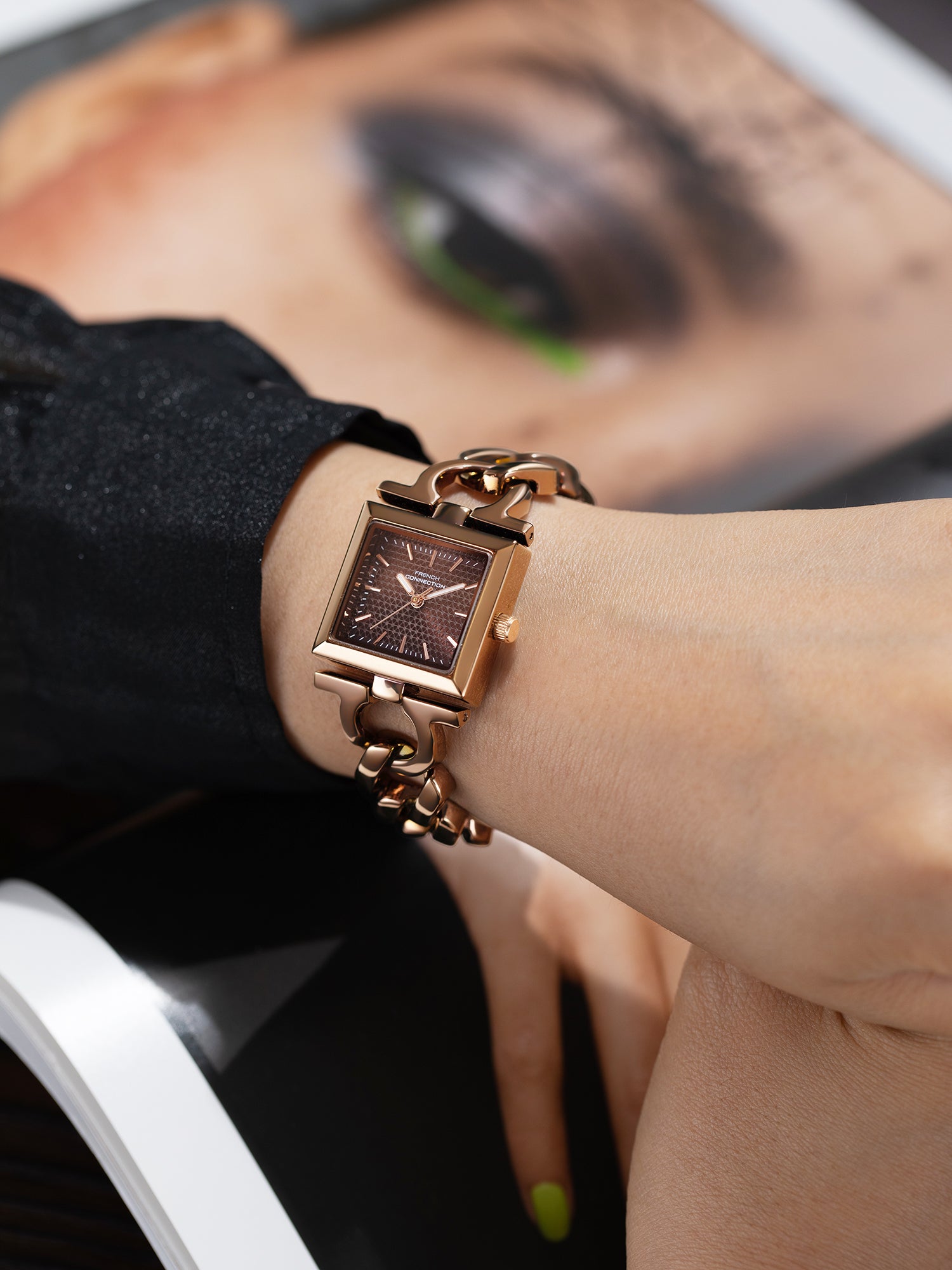 French Connection Veloura Brown Dial Stainless Steel Bracelet Watch for Women - FCB23BRM