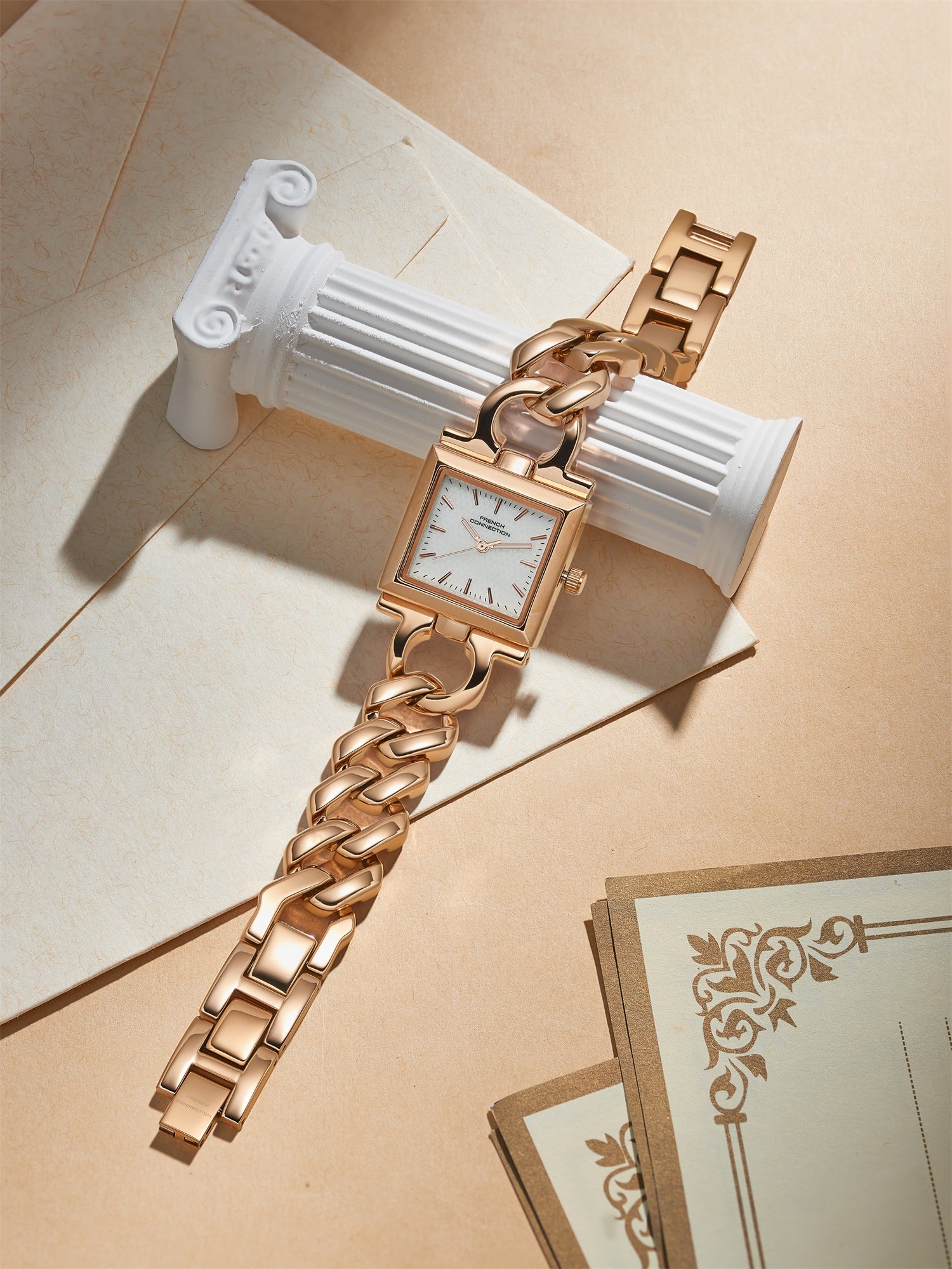 French Connection Veloura | White Dial | Rose Gold Stainless Steel Bracelet | Watch for Women - FCB23SRGM