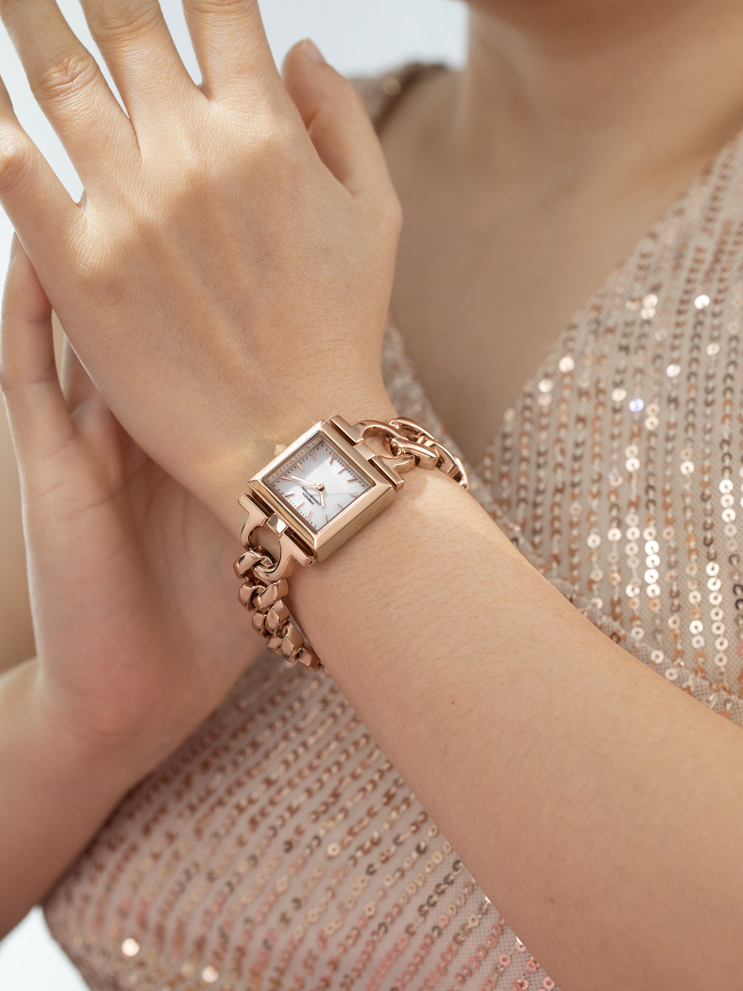 French Connection Veloura | White Dial | Rose Gold Stainless Steel Bracelet | Watch for Women - FCB23SRGM