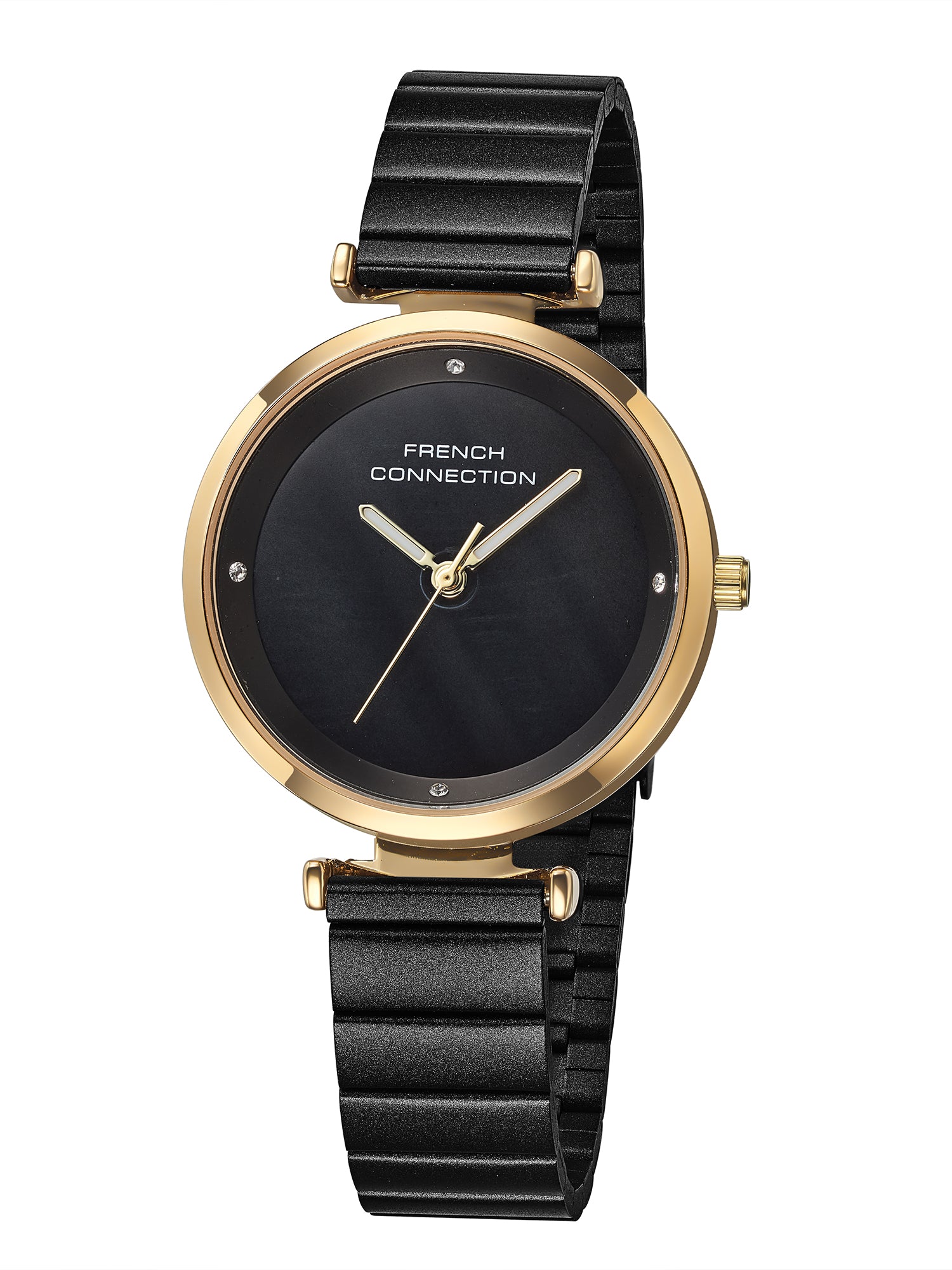 French Connection Halo Forme Black Dial Stainless Steel Watch for Women - FCB24BM