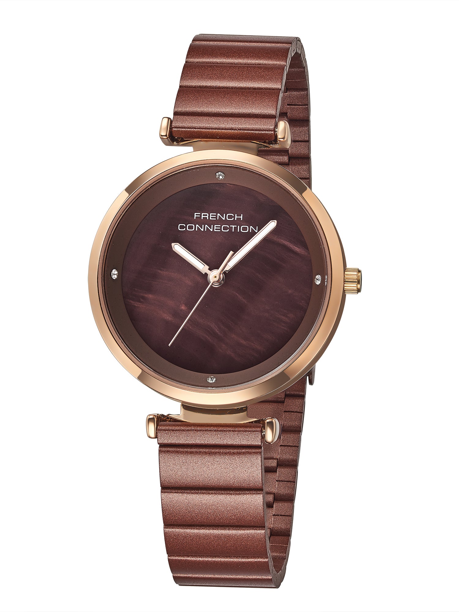 French Connection Halo Forme Brown Dial Stainless Steel Watch for Women - FCB24BRM