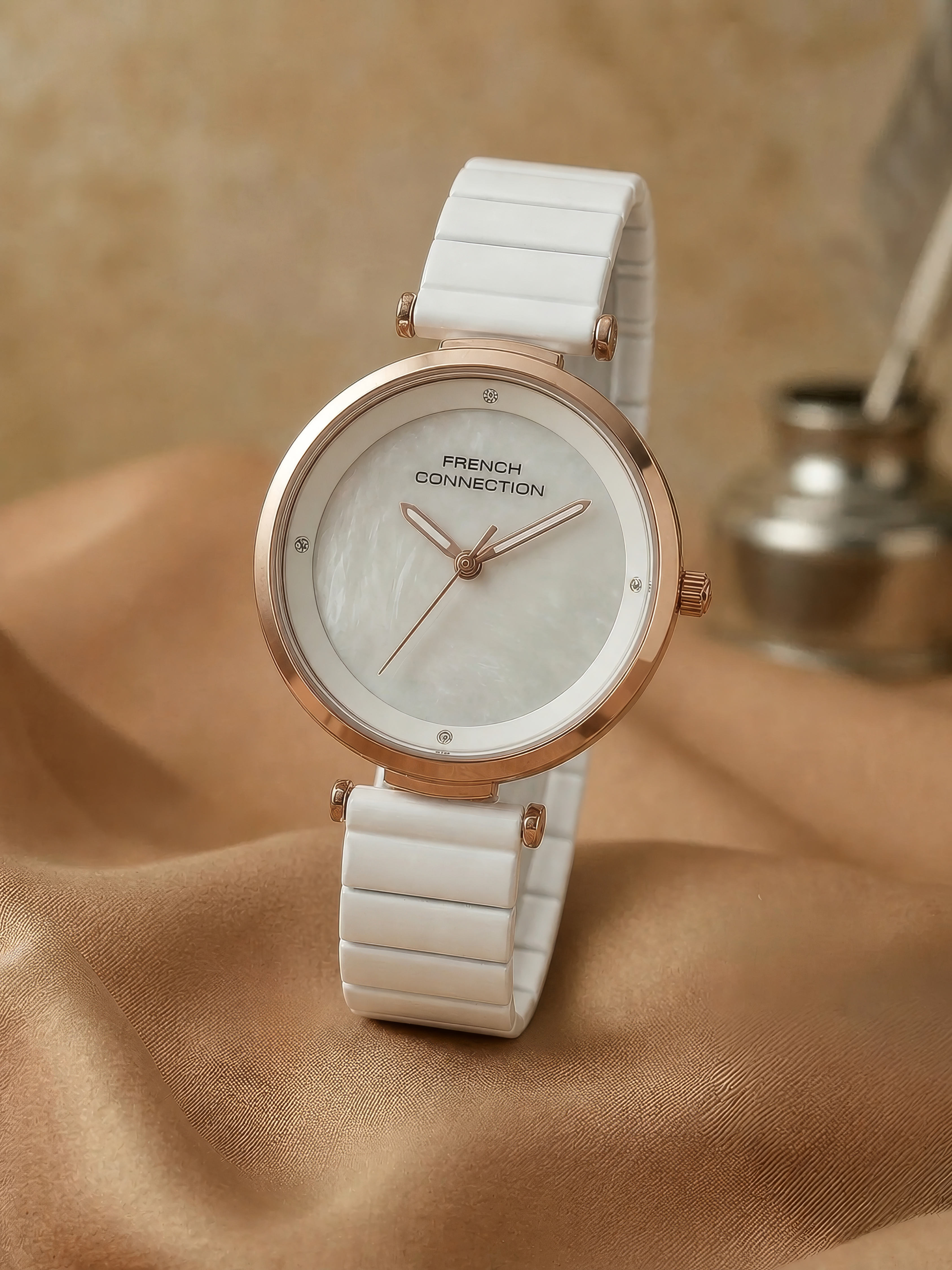 French Connection Halo Forme | Analog | White Dial | Stainless Steel Strap | Watch for Women - FCB24WM