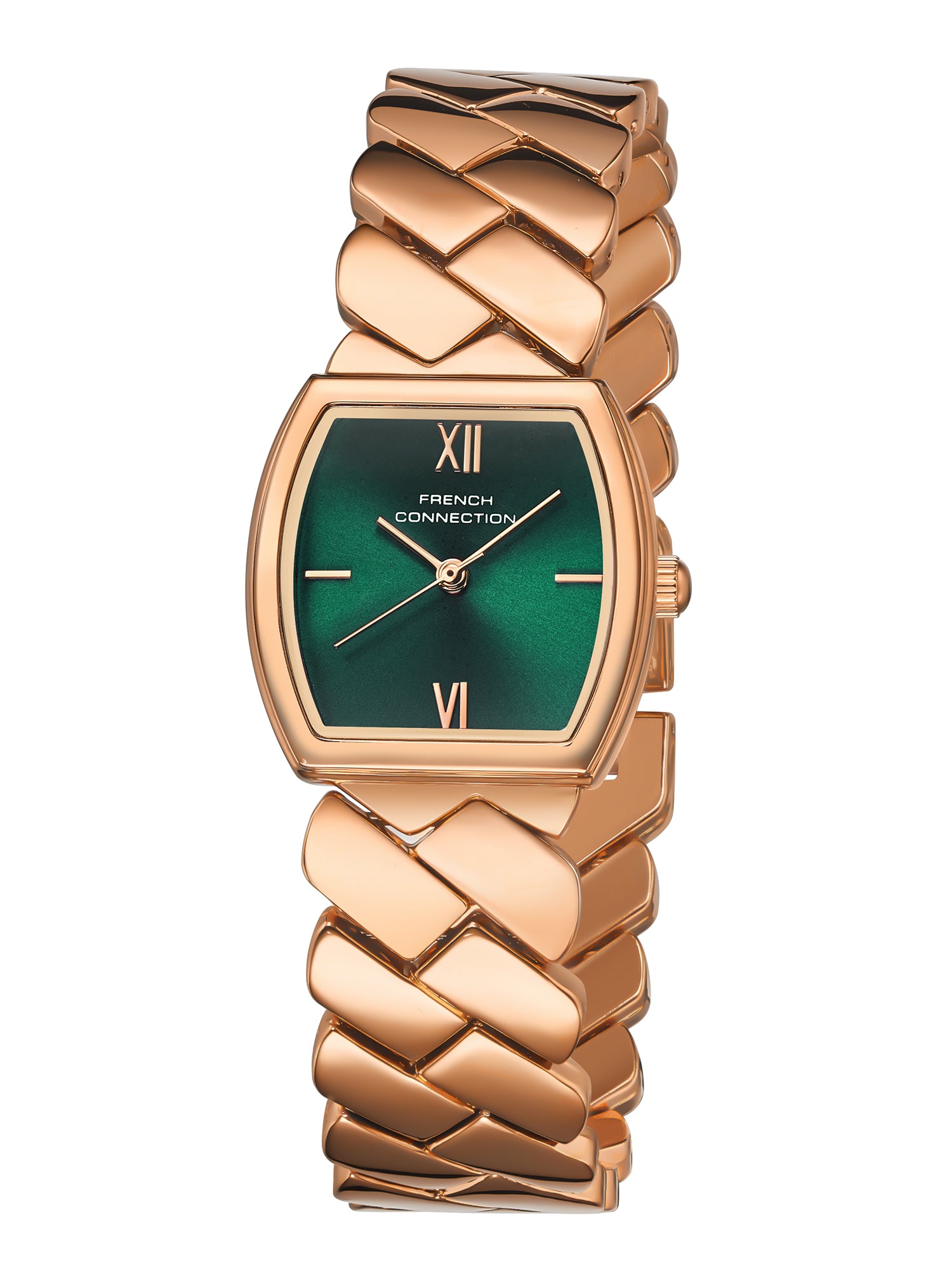 French Connection Braidé | Analog | Green Sunray Dial | Woven Link Strap | Watch for Women - FCB27NRGM