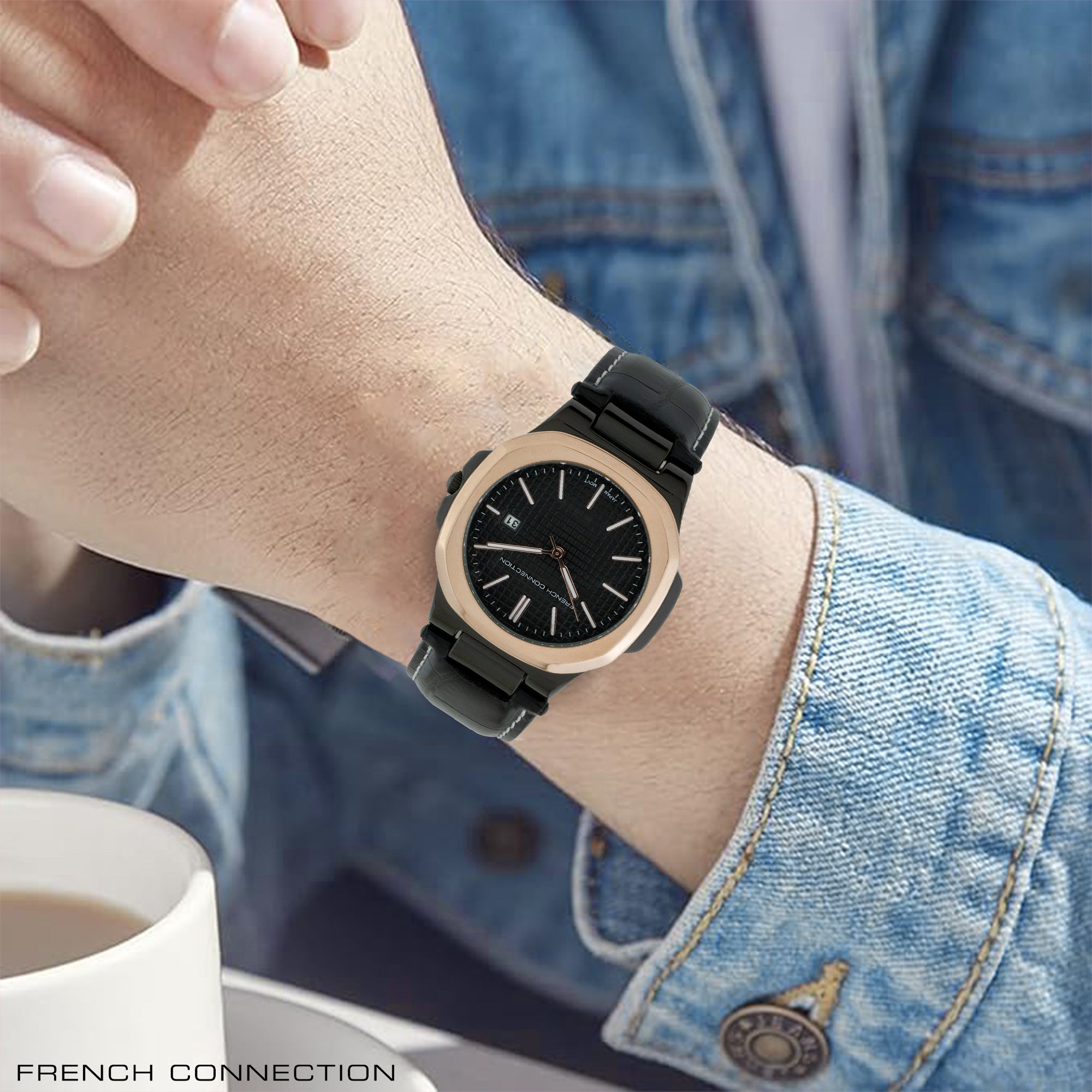 French Connection Analogue Black Dial Men's Watch -FCB2BL