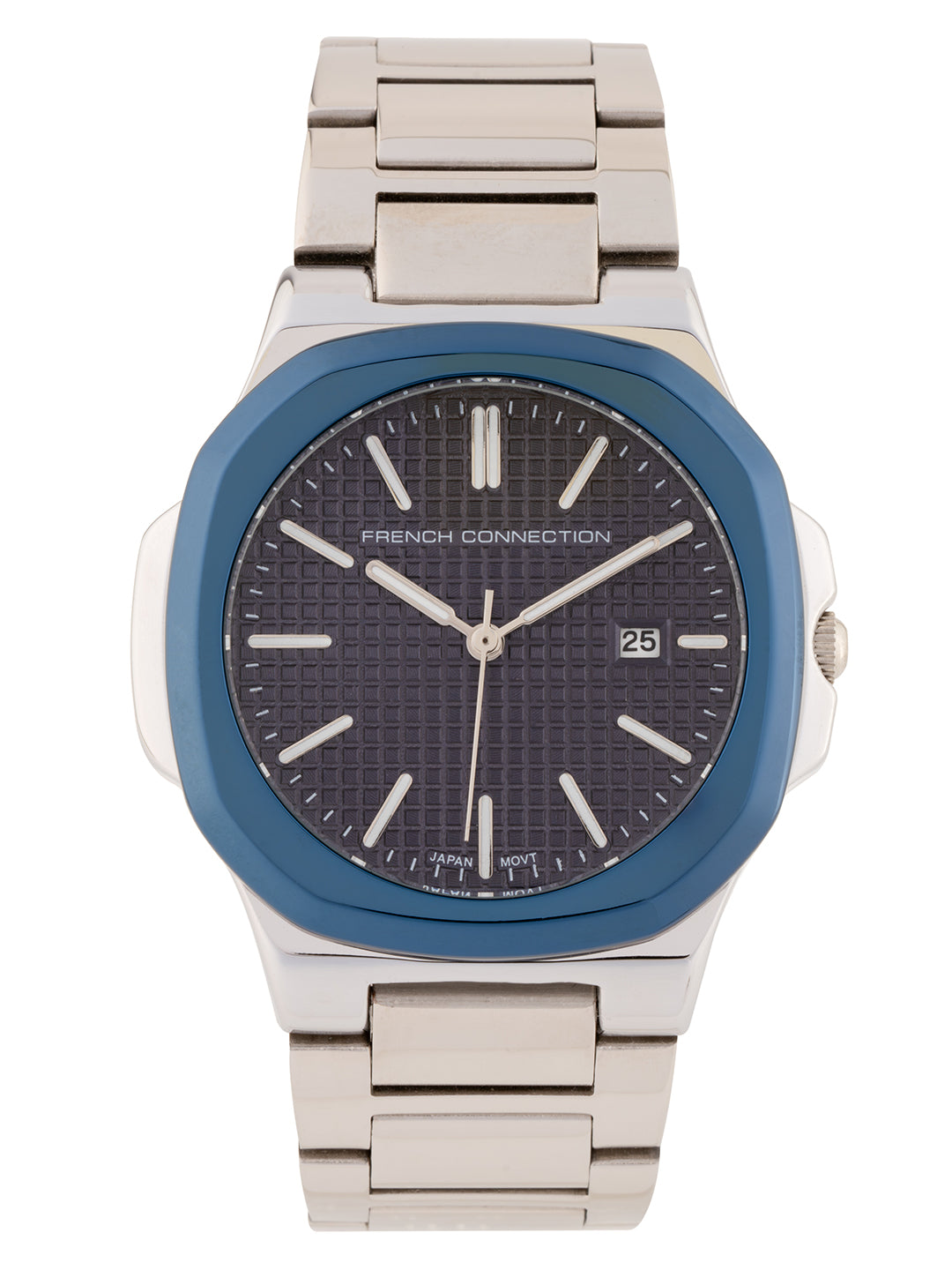 French Connection FCB2SM Men's Stainless Steel Analogue Watch with Silver Dial & Bracelet Strap