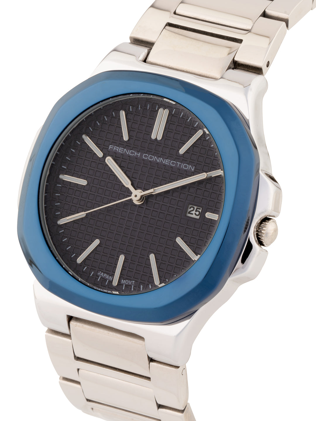 French Connection FCB2SM Men's Stainless Steel Analogue Watch with Silver Dial & Bracelet Strap