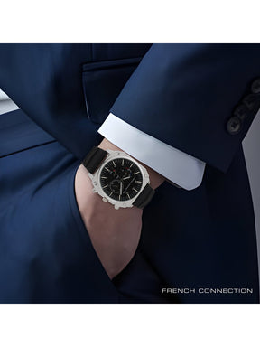 French connection Valour Black Dial Mens Mult Function Watch FCB3B-S