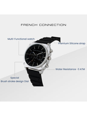 French connection Valour Black Dial Mens Mult Function Watch FCB3B-S
