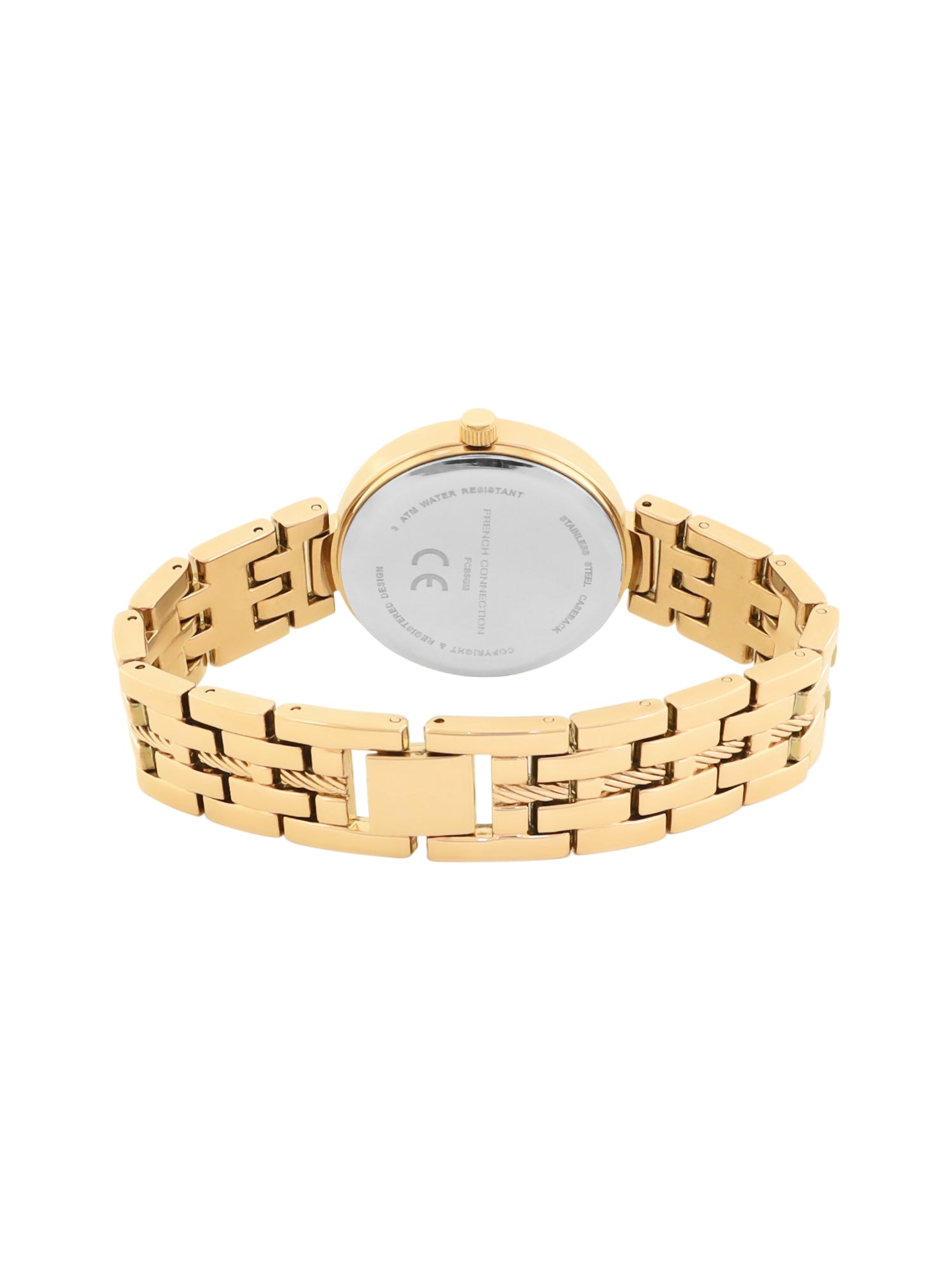 French connection Women Embellished Dial Textured Straps Analogue Watch FCB5GM