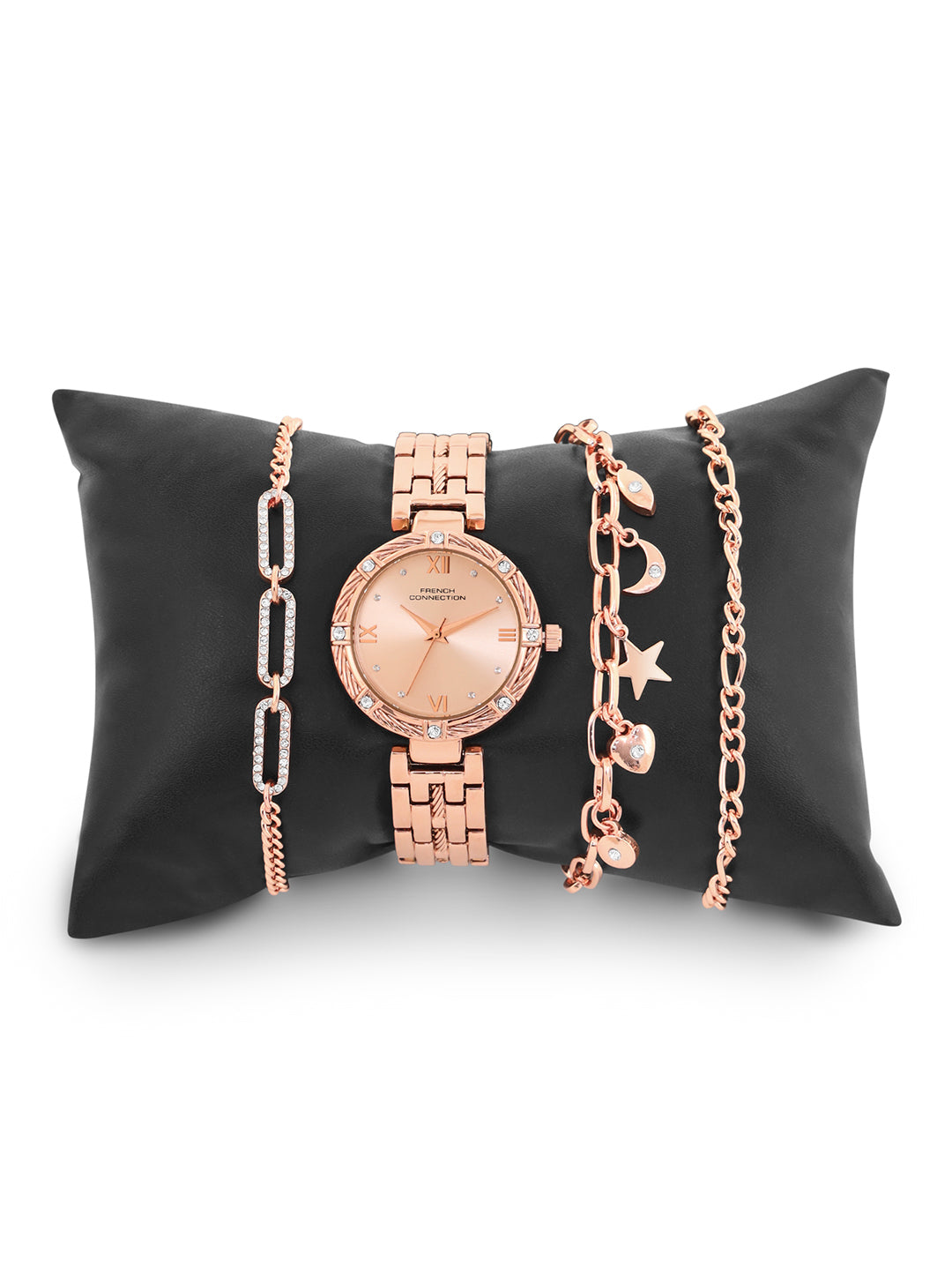 French connection Women Embellished Dial & Stainless Steel Analogue Watch FCB5RGM