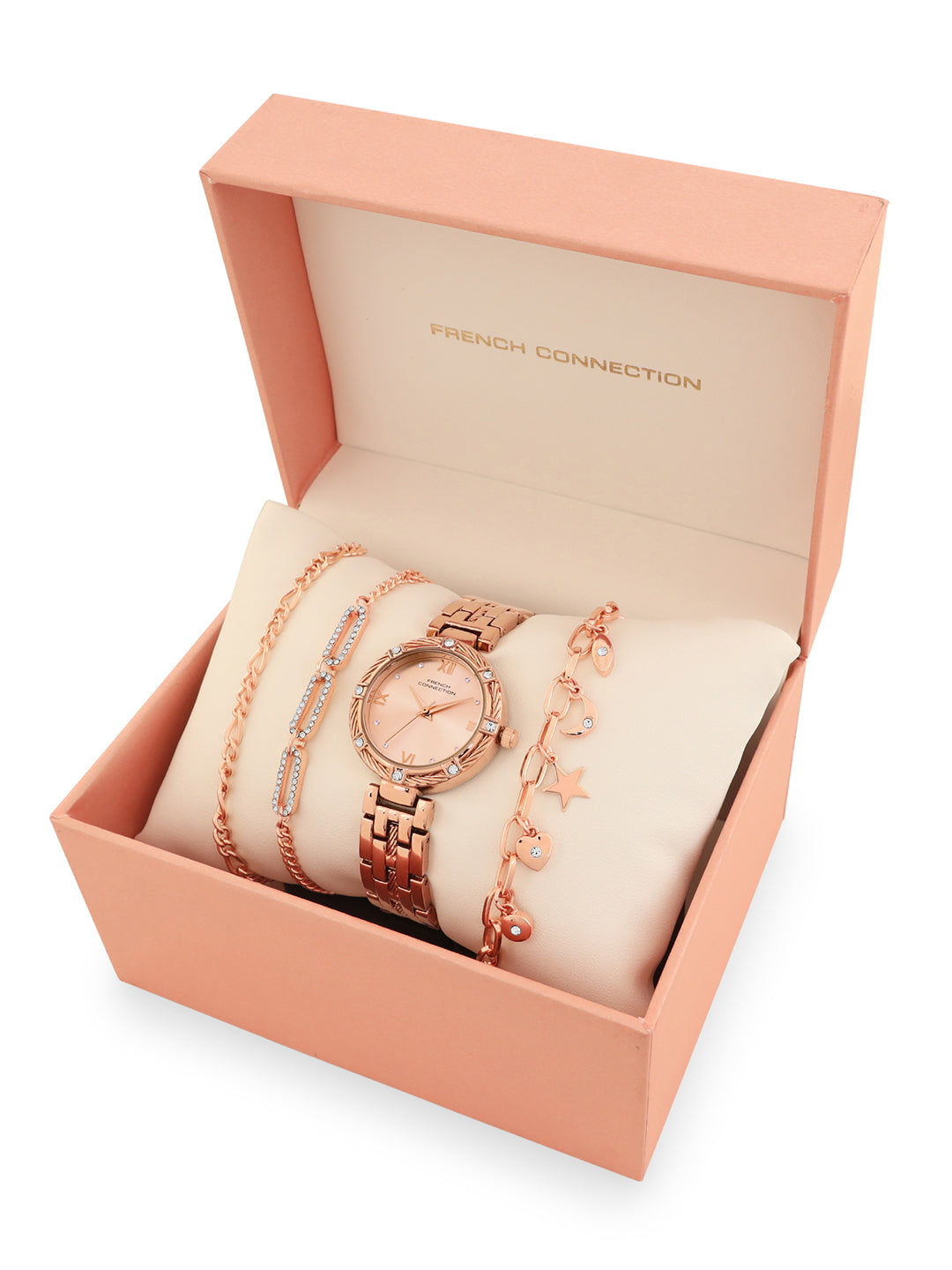 French connection Women Embellished Dial & Stainless Steel Analogue Watch FCB5RGM