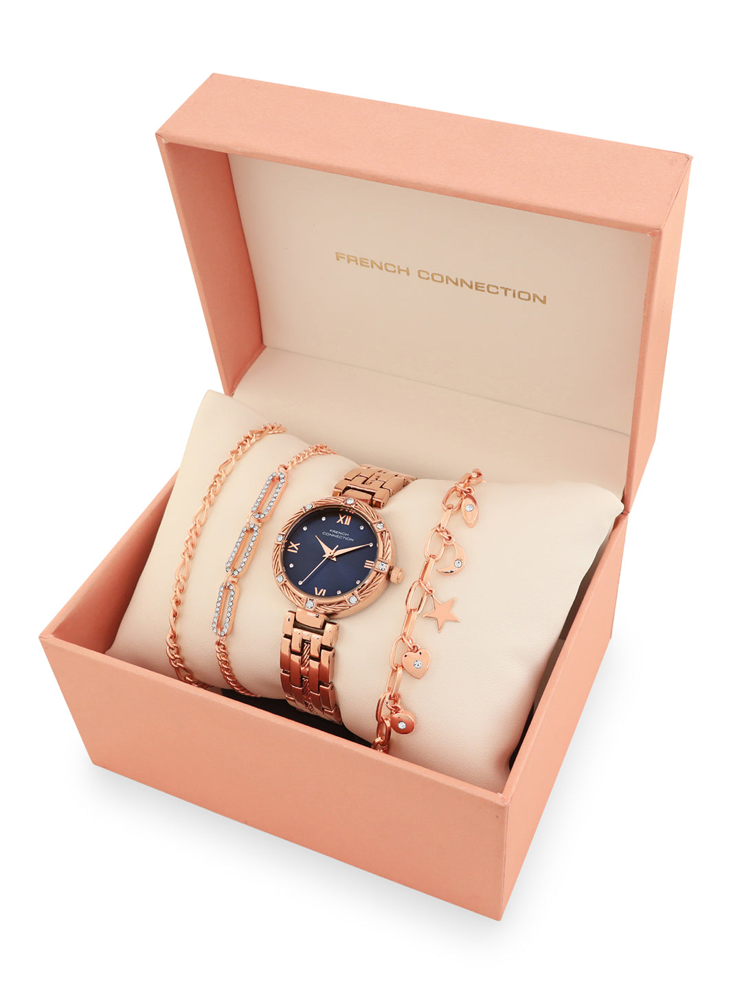 French connection Women Dial & Stainless Steel Analogue Watch Gift Set-FCB5URGM