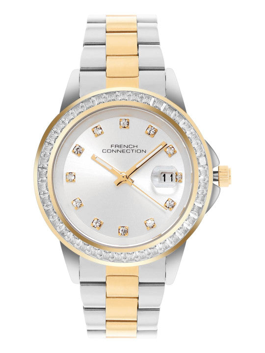 French Connection Sunray Silver Round Dial With Stainless Steel  Strap Watch - For Womens FCH26TM