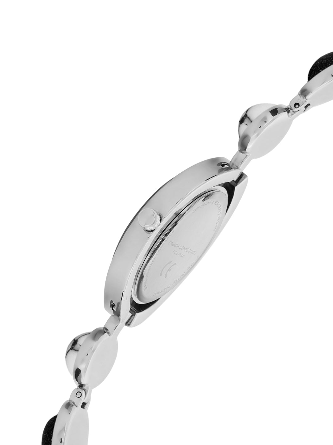French Connection Sunray Black Round Dial With Stone Strap Watch - For Womens FCD1BSM