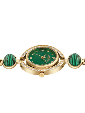 French Connection Sunray Green Round Dial With Stone Strap Watch - For Womens FCD1NGM