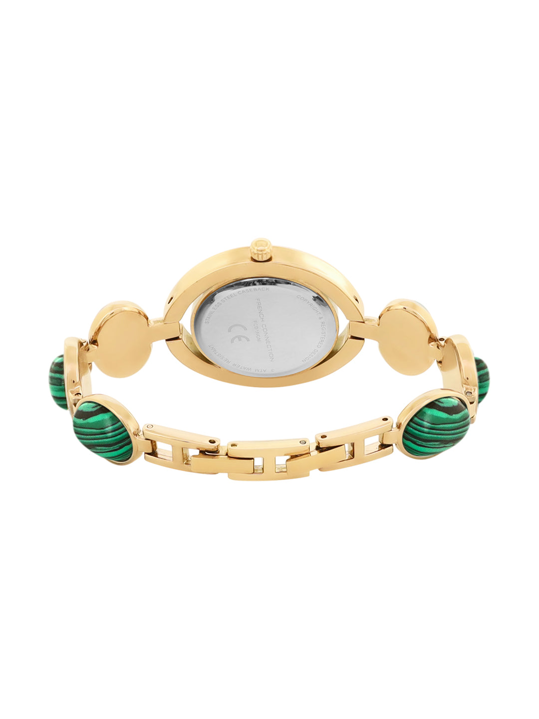 French Connection Sunray Green Round Dial With Stone Strap Watch - For Womens FCD1NGM