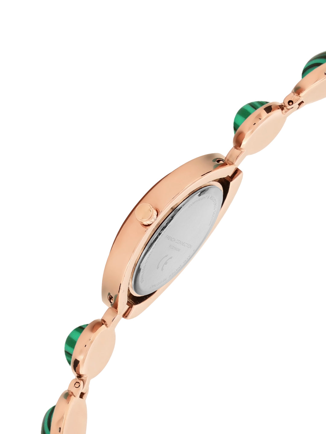 French Connection Sunray Green Round Dial With Stone Strap Watch - For Womens FCD1NGM