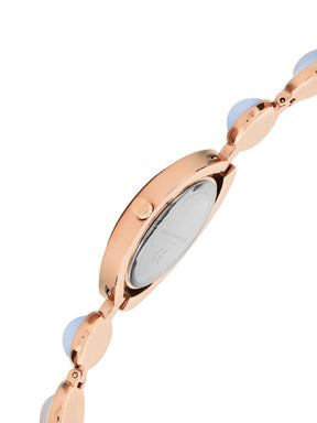 French Connection Sunray Silver Round Dial With Stone Strap Watch - For Womens FCD1SRGM