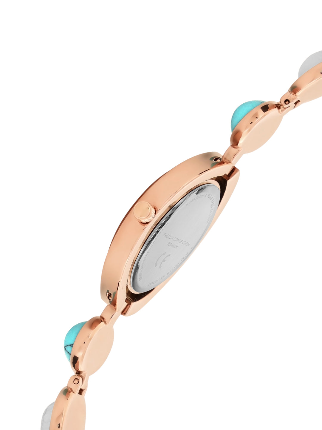 French Connection Sunray Silver Round Dial With Stone Strap Watch - For Womens FCD1URGM