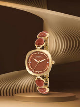 French Connection Sunray Brown Round Dial With Stone Strap Watch - For Womens FCD2BGM
