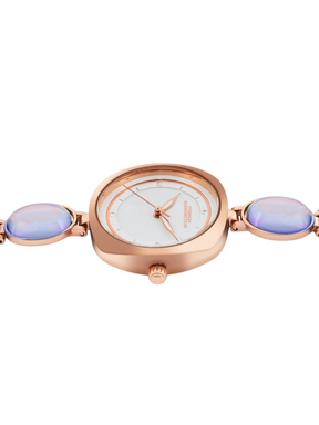 French Connection Sunray Silver Round Dial With Stone Strap Watch - For Womens FCD2RGM