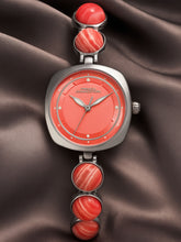 French Connection Sunray Pink Round Dial With Stone Strap Watch - For Womens FCD2SM