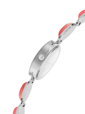 French Connection Sunray Pink Round Dial With Stone Strap Watch - For Womens FCD2SM