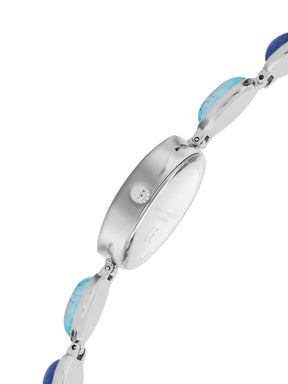 French Connection Sunray Blue Round Dial With Stone Strap Watch - For Womens FCD2USM