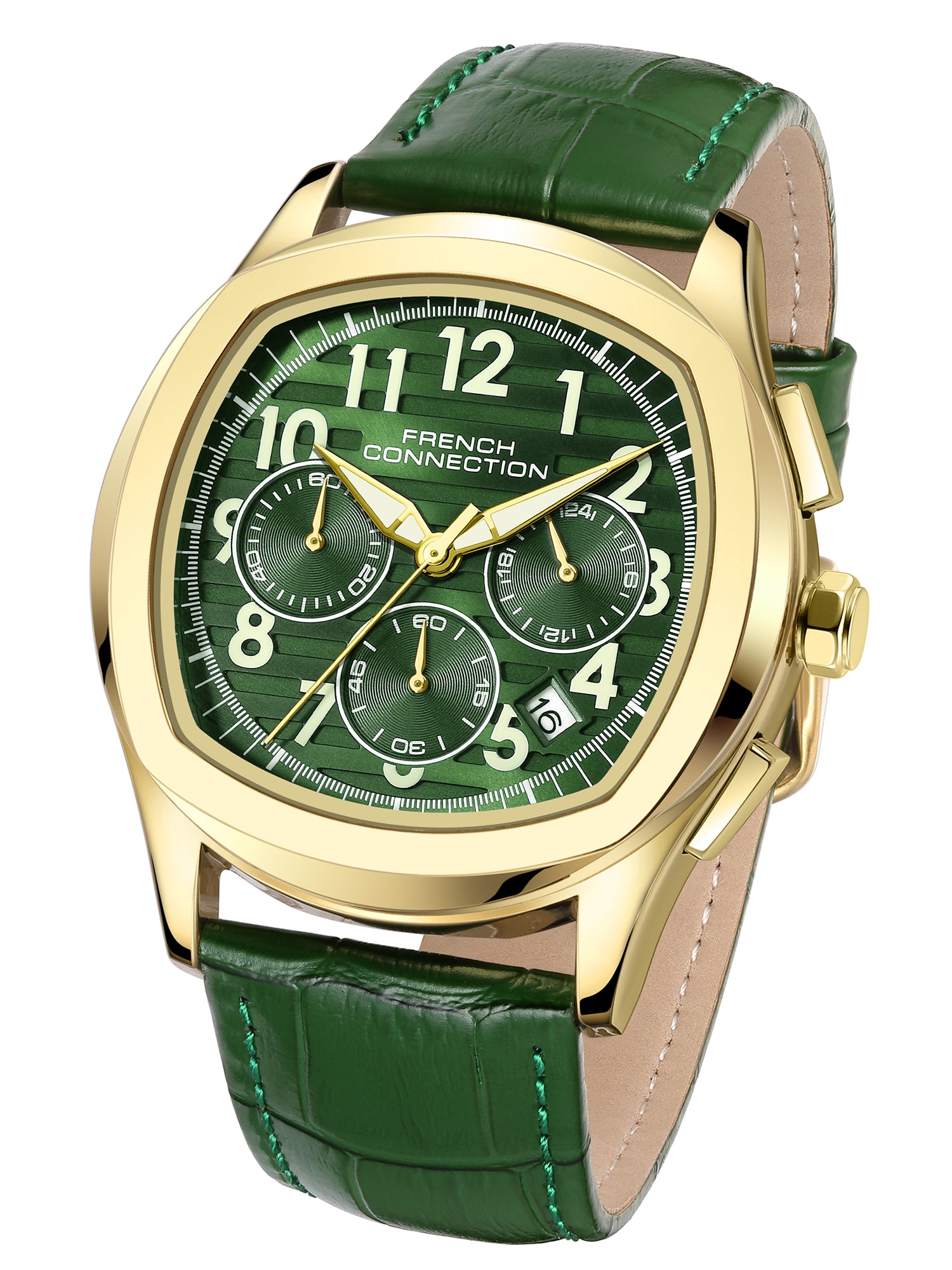 French Connection Megachron | Green Dial | Green Leather Strap | Watch for Men - FCD5NL