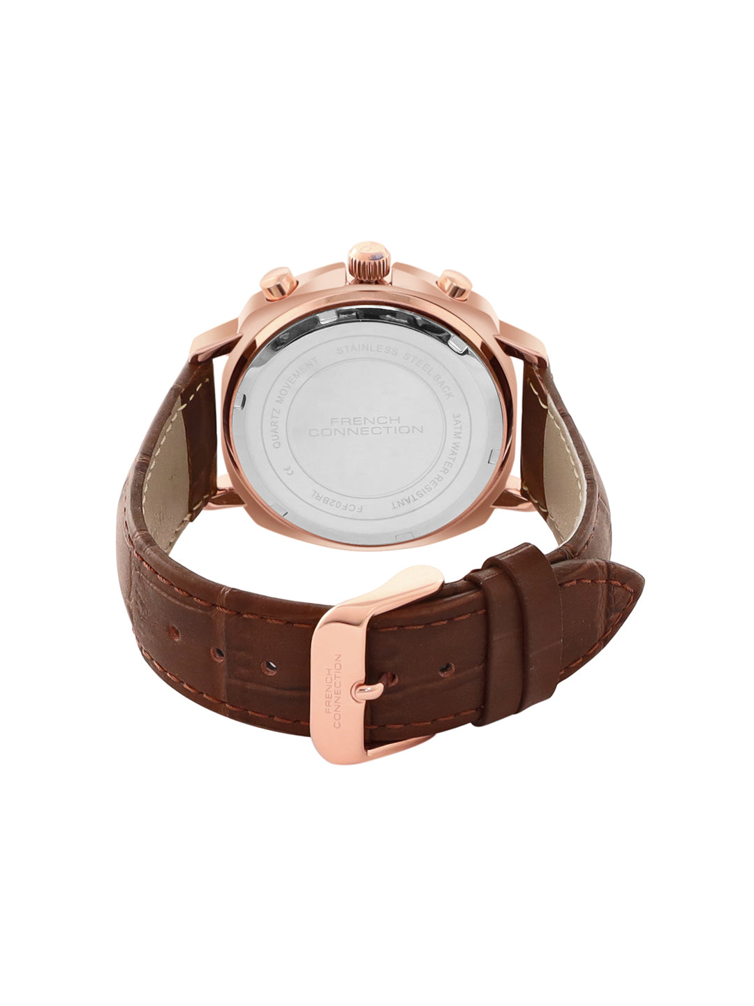 French connection Men Printed Dial & Leather Straps Chronograph Analogue Watch FCF02BRL