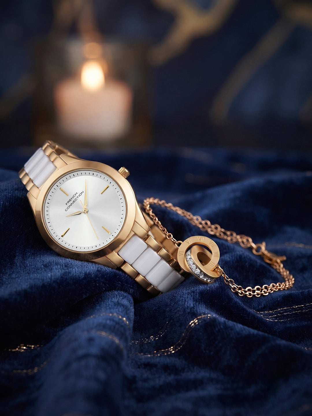 French Connection Women Analog Watch Gift Set with Stylish Dial and Premium Strap-FCGS08-C